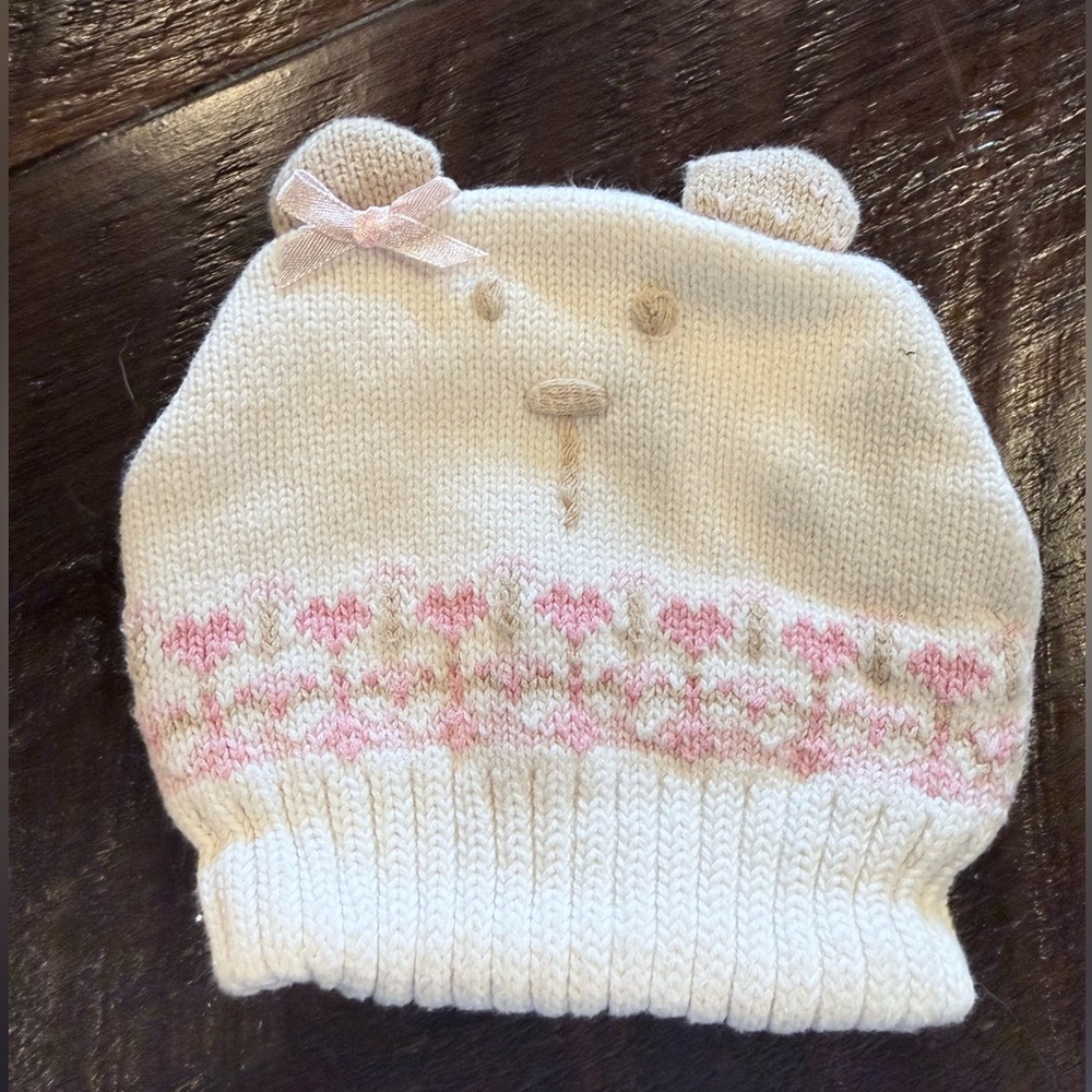 Carter's Beige and Pink Bear Ear Hat